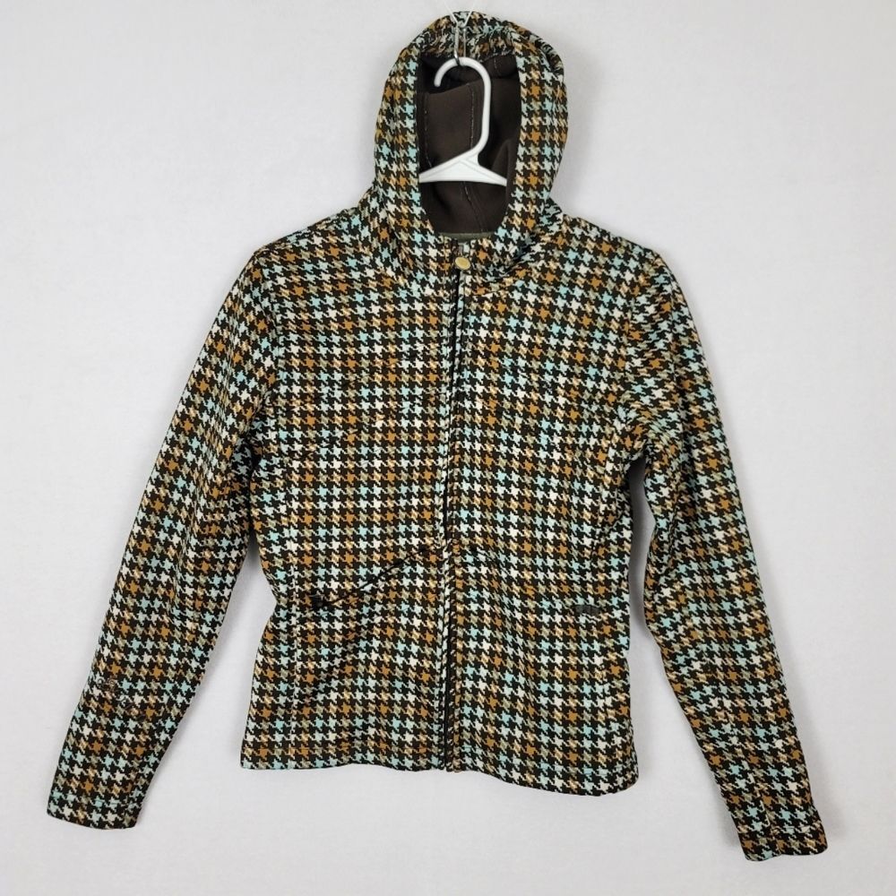 Burton Cheyenne Women's Full Zip Houndstooth Hoodie Sweater Jacket Warm Lined